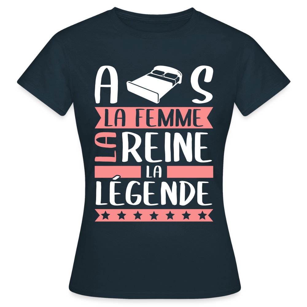T-shirt femme Alice rébus – La femme, la reine, la légende - marine