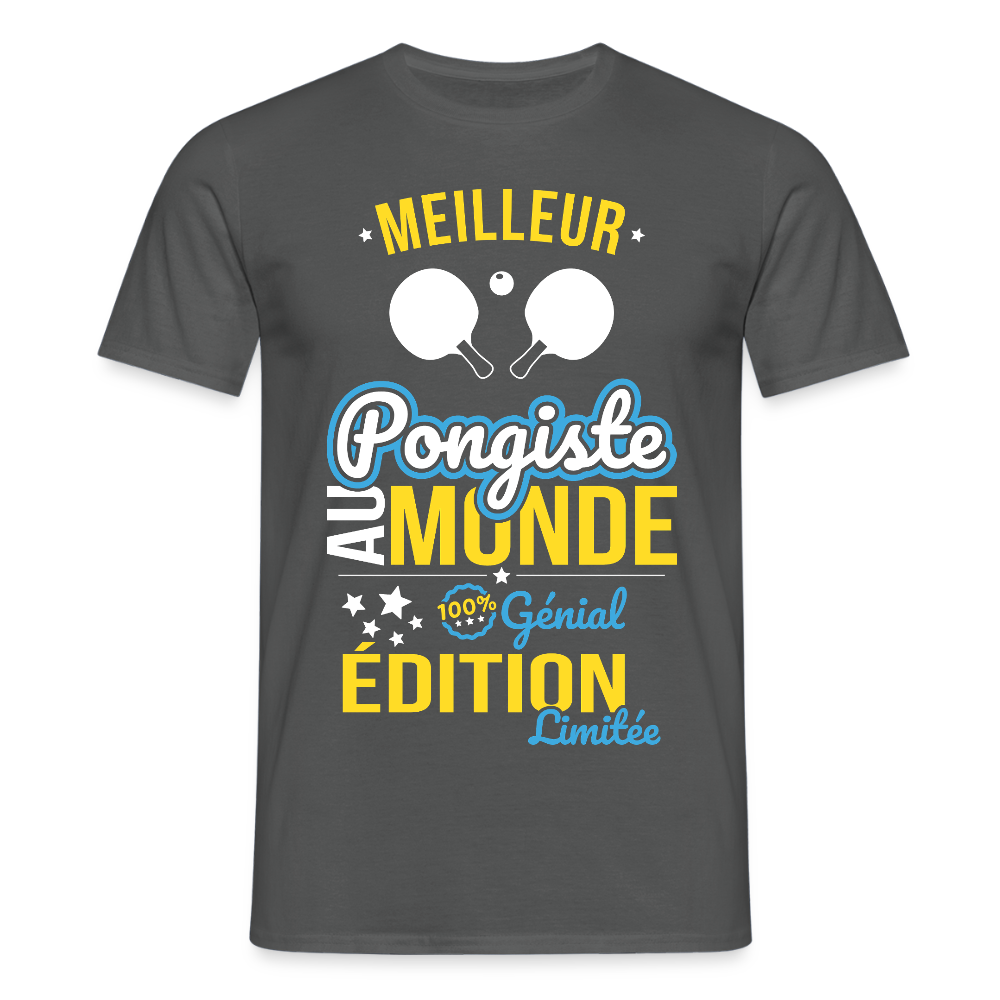 T-shirt Homme - Meilleur Pongiste au monde - 100% génial - charbon