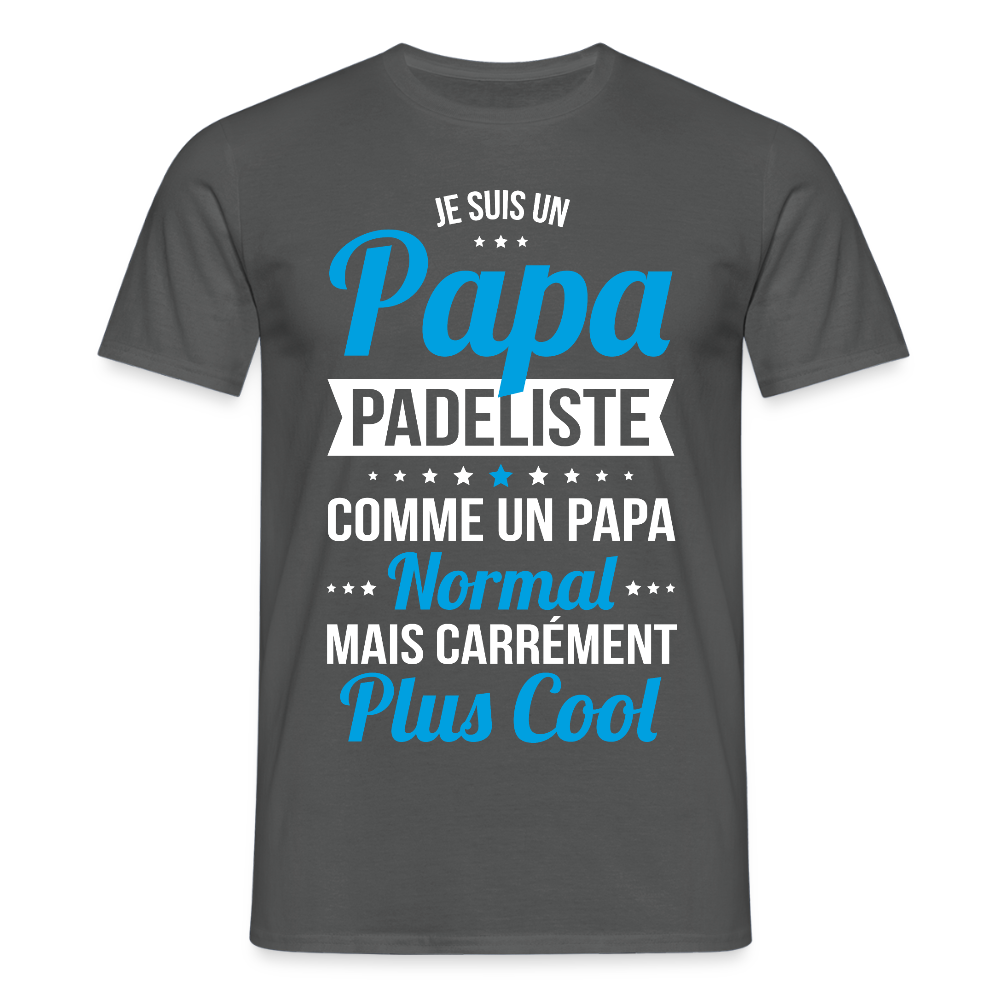 T-shirt Homme - Papa padeliste plus cool - charbon