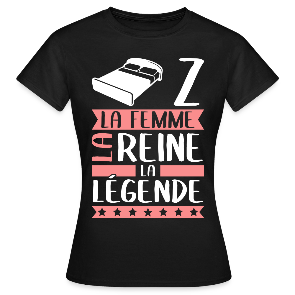 T-shirt femme Lise rébus – La femme, la reine, la légende - noir