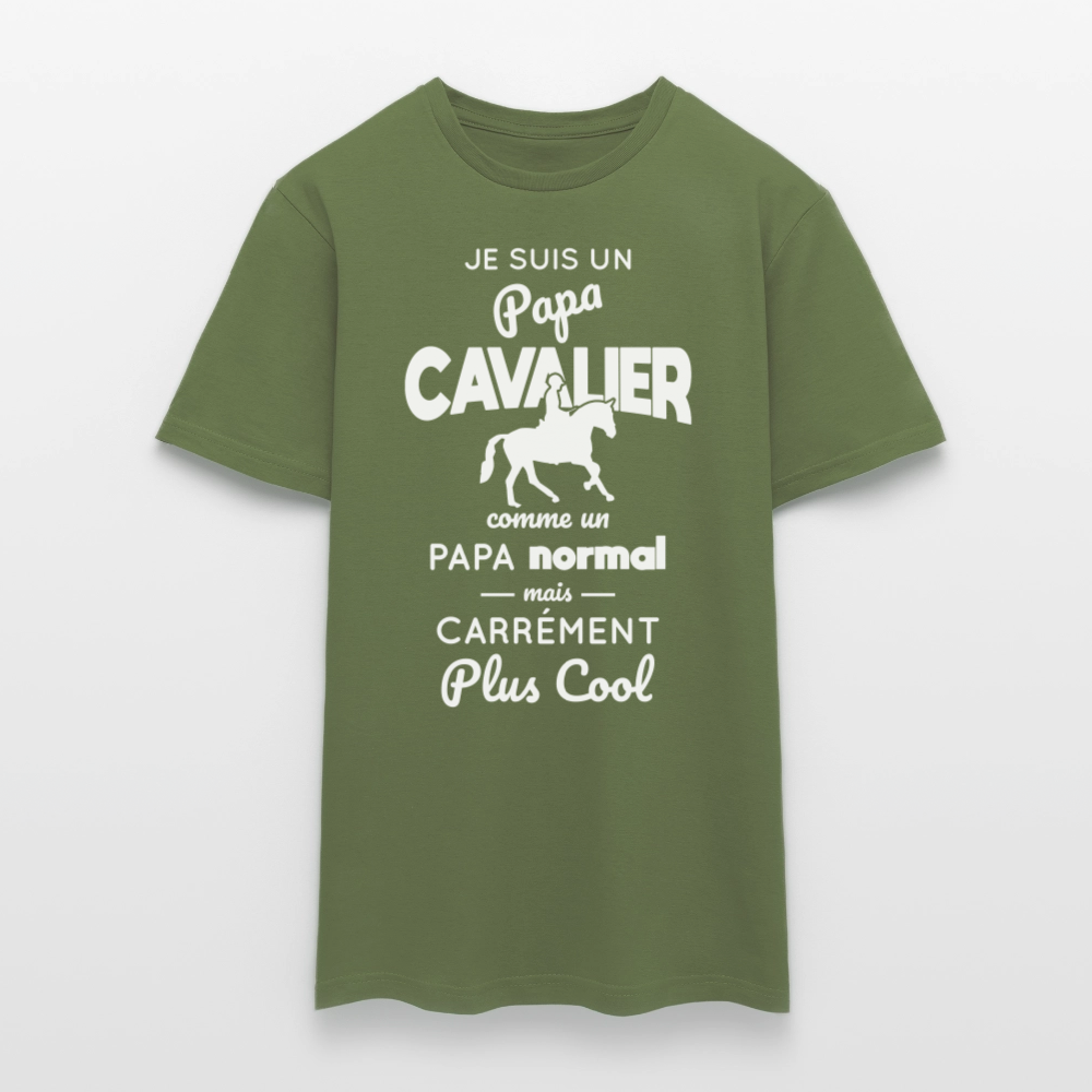 T-shirt Homme - Papa cavalier plus cool - vert militaire