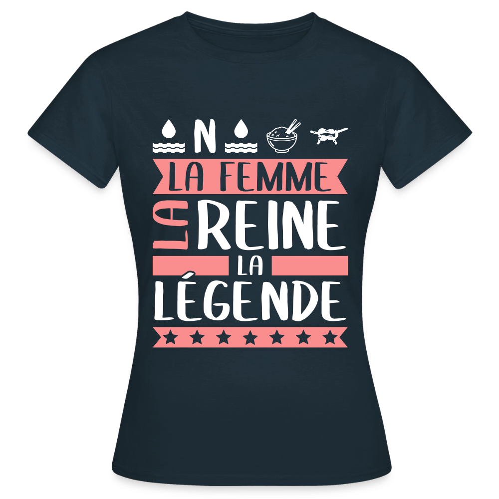 T-shirt femme Honorine rébus – La femme, la reine, la légende - marine