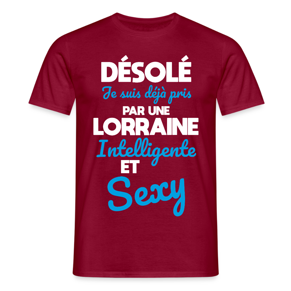 T-shirt Homme -  Je suis déjà pris par une Lorraine intelligente et sexy - rouge brique