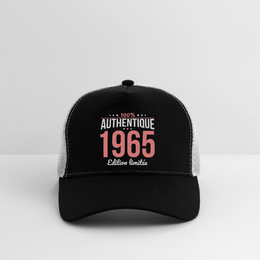Casquette Trucker - Anniversaire 60 Ans - 100% Authentique 1965 - noir/gris pierre