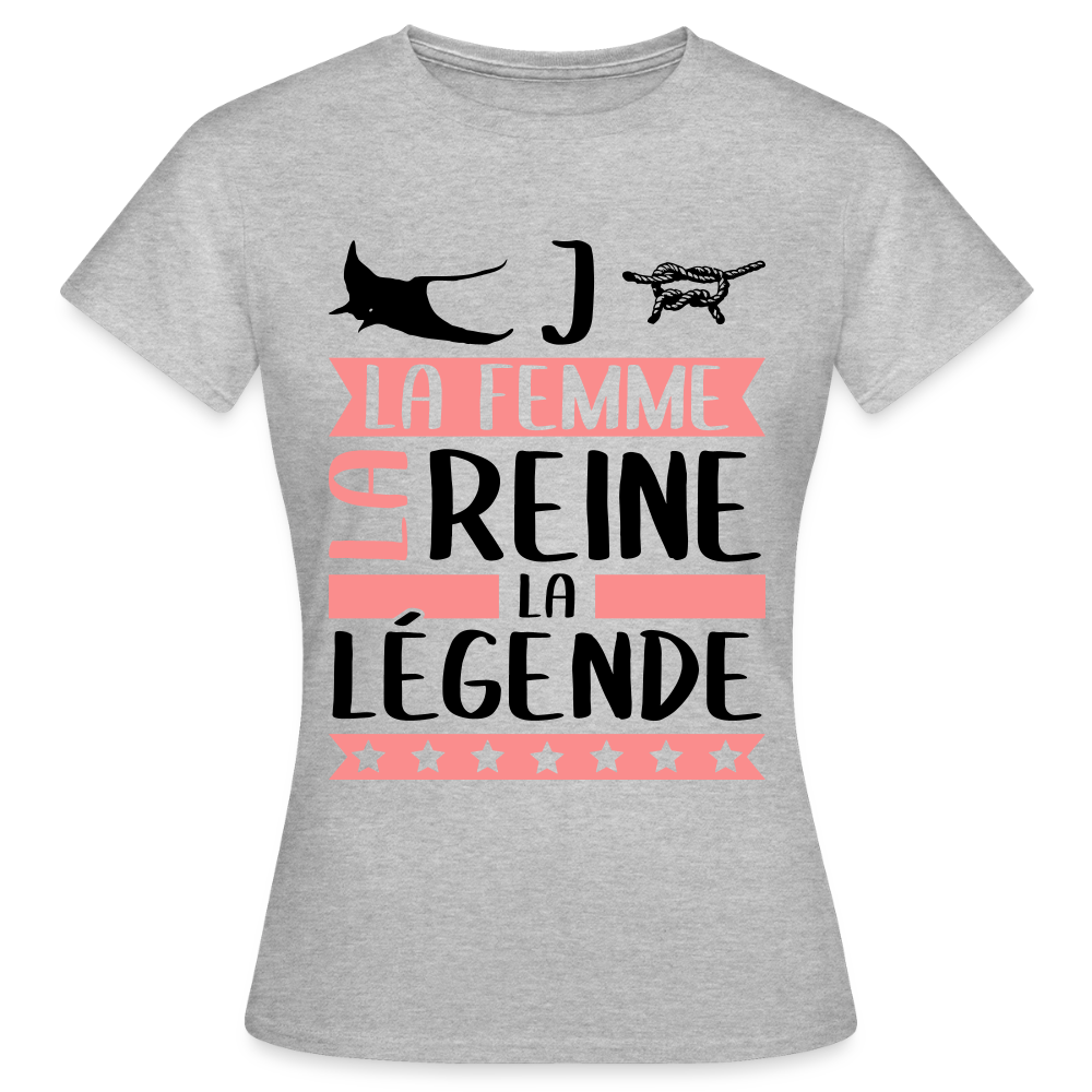 T-shirt femme coloris clair Régine rébus – La femme, la reine, la légende - gris chiné