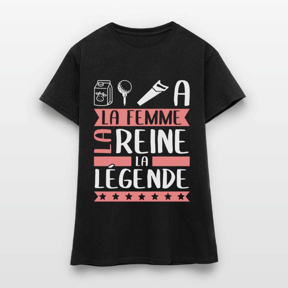 T-shirt femme Laëtitia rébus – La femme, la reine, la légende - noir