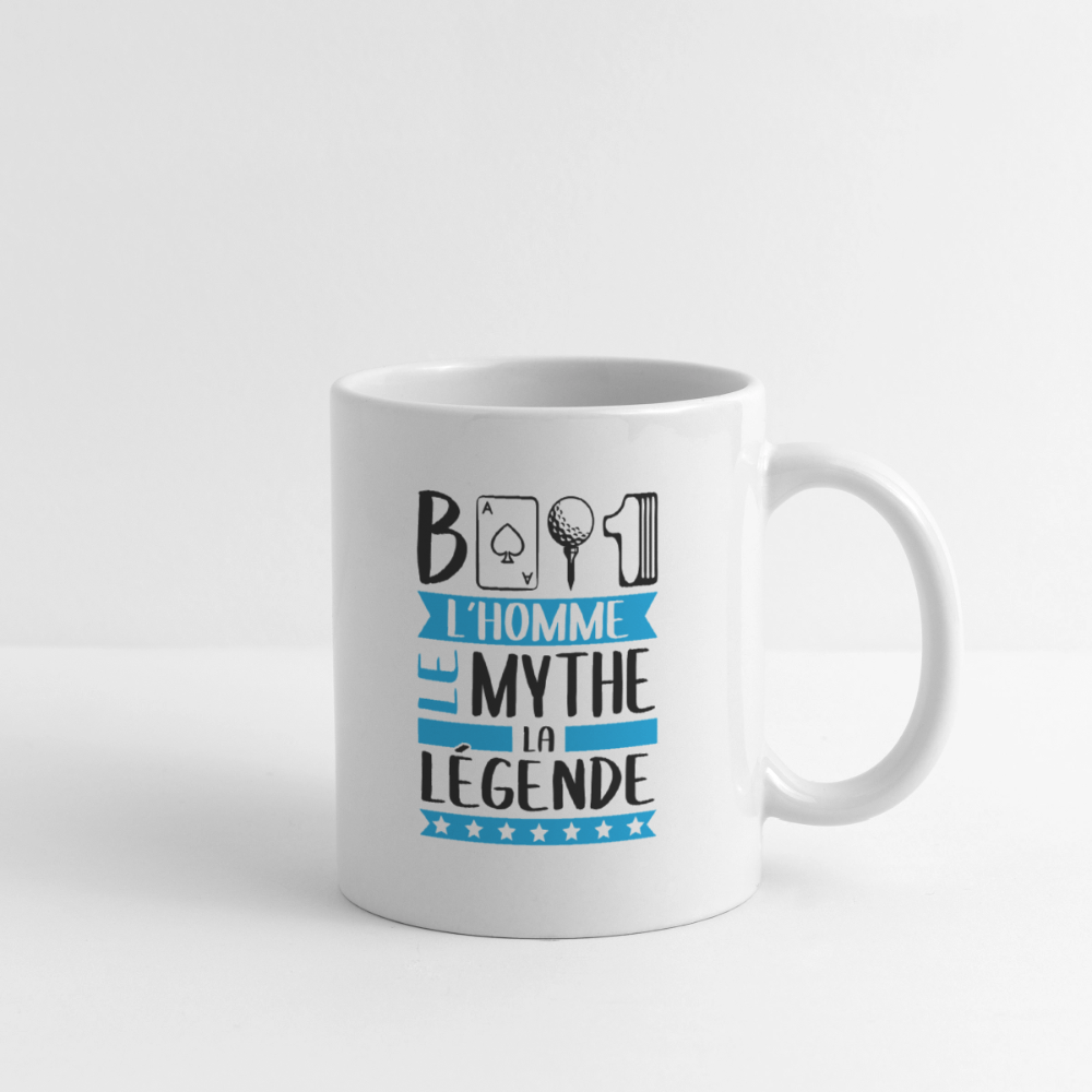 Mug blanc Bastien rébus – L’homme, le mythe, la légende - blanc