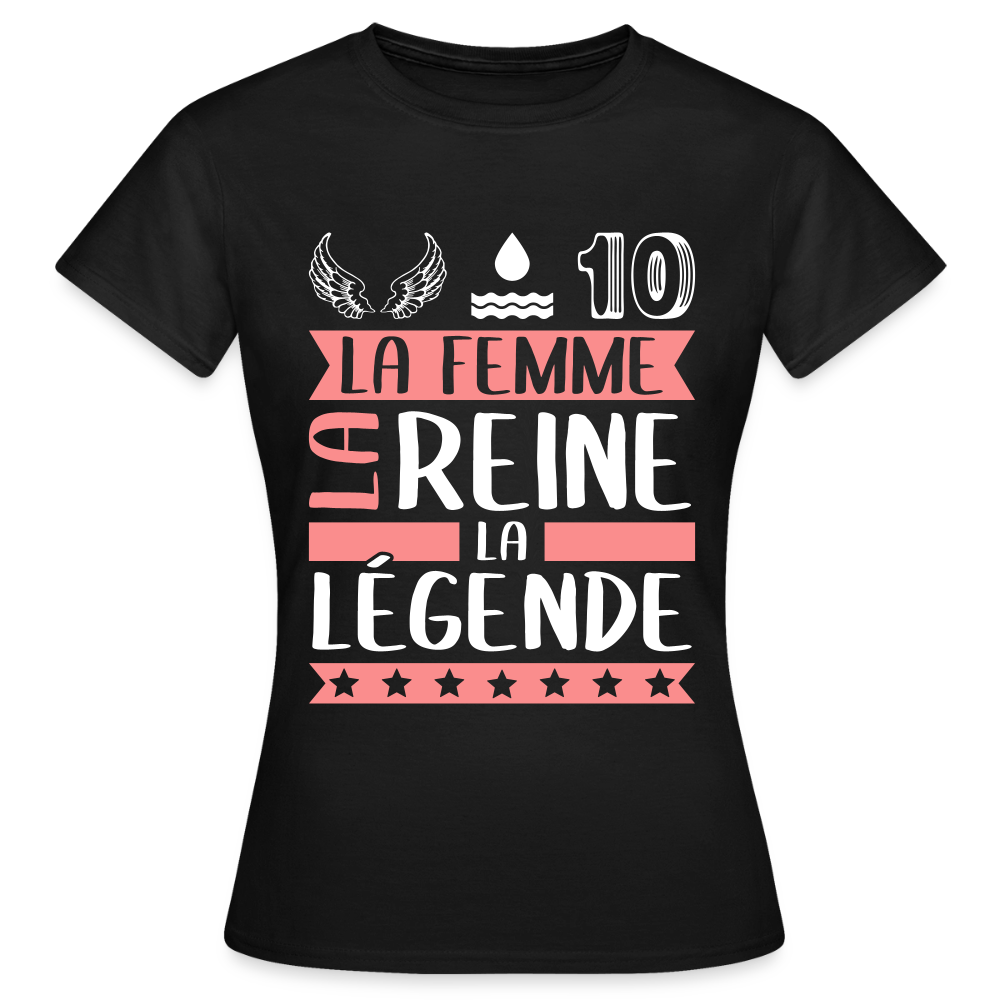 T-shirt femme Elodie rébus – La femme, la reine, la légende - noir