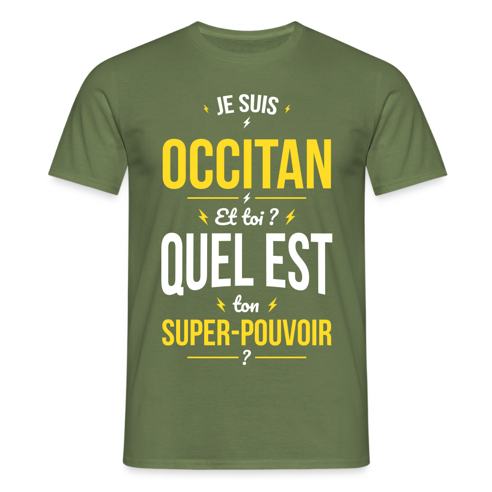 T-shirt Homme - Je suis Occitan - Super-pouvoir - vert militaire