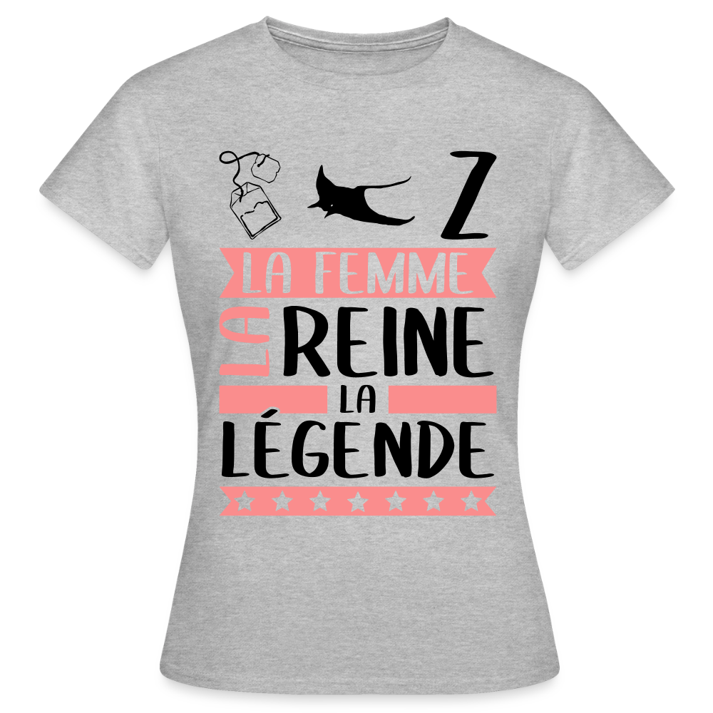 T-shirt femme coloris clair Thérèse en rébus – La femme, la reine, la légende - gris chiné