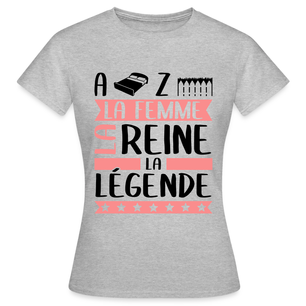 T-shirt femme coloris clair Alizée rébus – La femme, la reine, la légende - gris chiné