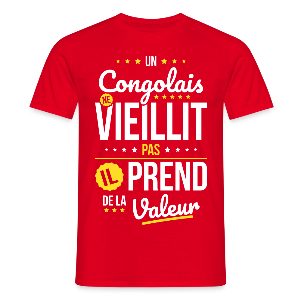 T-shirt Homme - Un Congolais ne vieillit pas - rouge