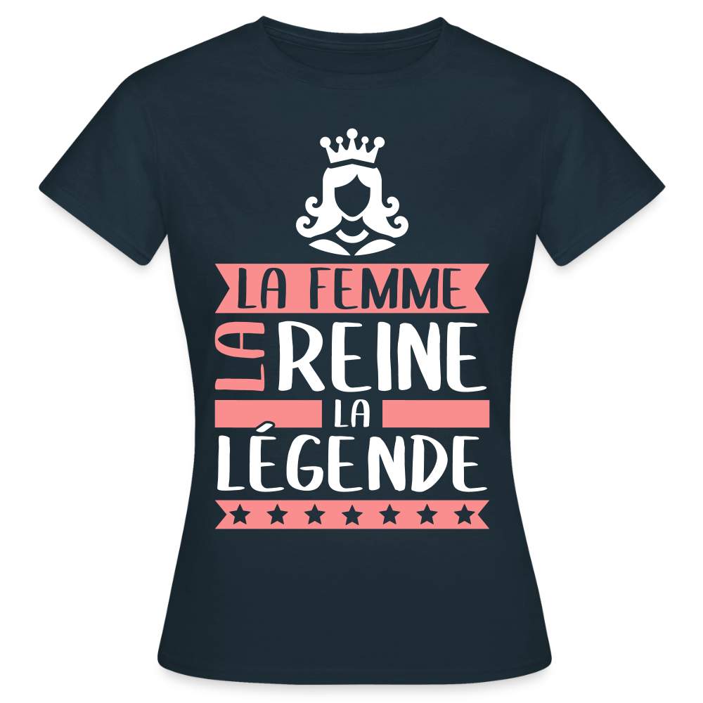 T-shirt femme Reine rébus – La femme, la reine, la légende - marine