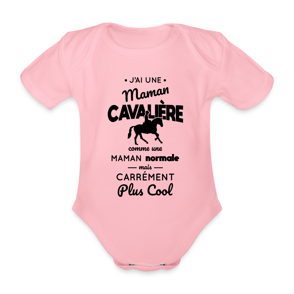 Body Bébé bio manches courtes - J'ai une maman cavalière - rose clair