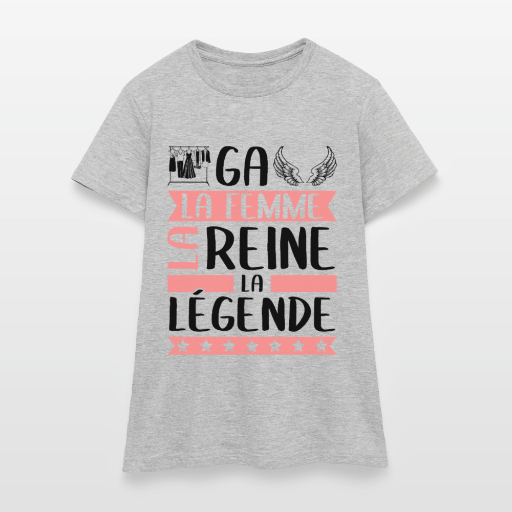 T-shirt femme coloris clair Abigaëlle rébus – La femme, la reine, la légende - gris chiné