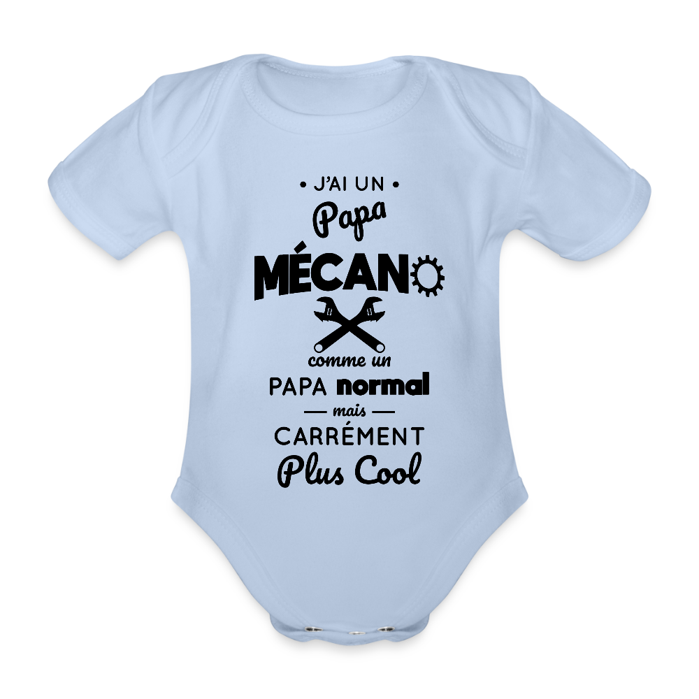 Body Bébé bio manches courtes - J'ai un papa mécano - ciel