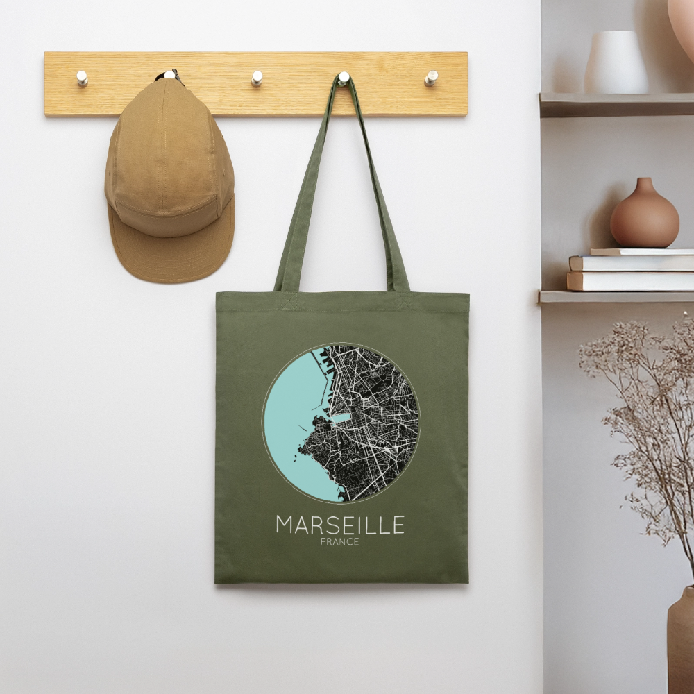 Tote Bag Marseille Bio – Plan de Marseille - kaki