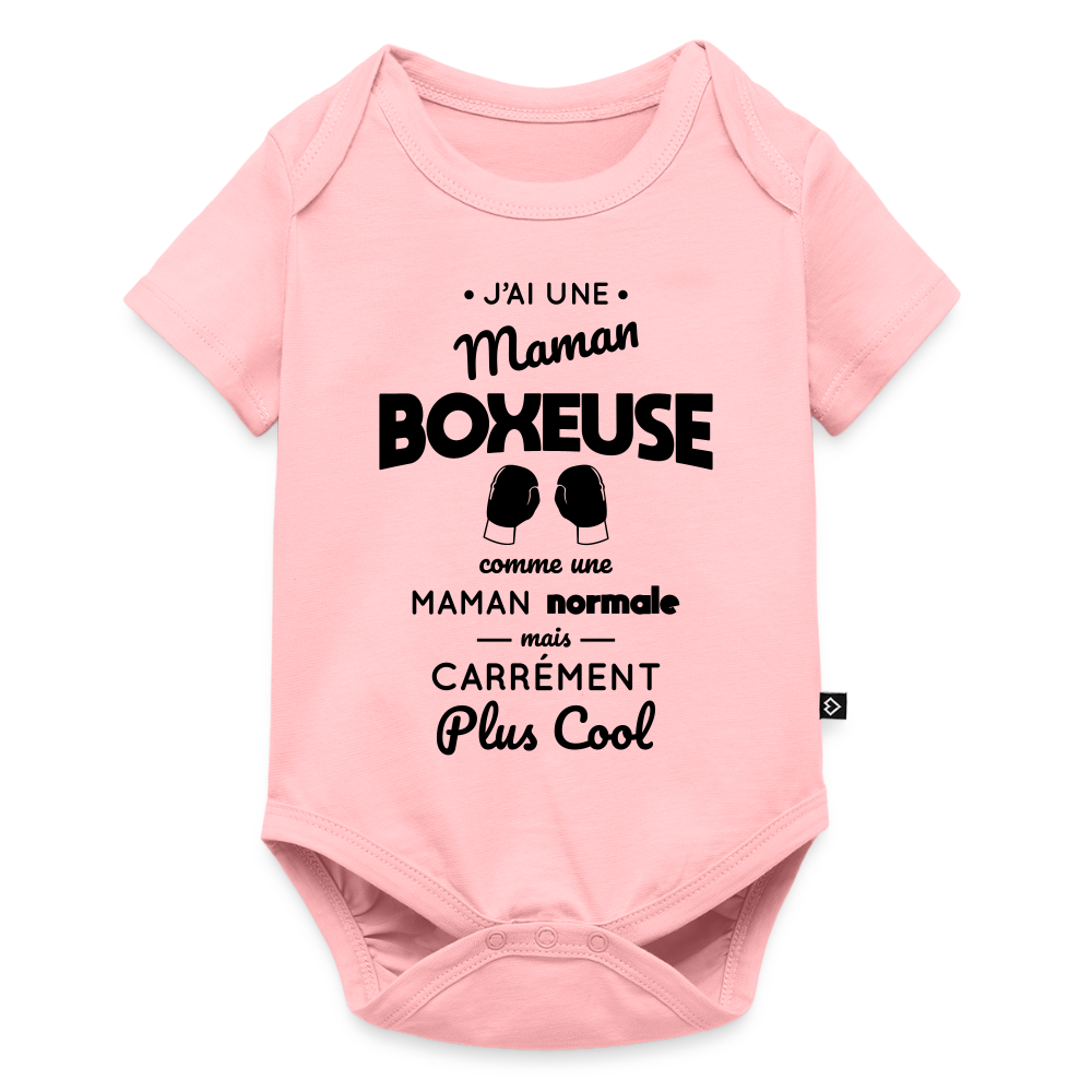 Body Bébé bio manches courtes - J'ai une maman boxeuse - rose