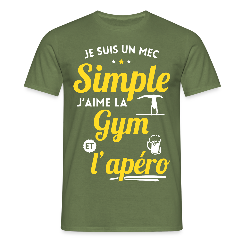 T-shirt Homme - J'aime la gym et l'apéro - vert militaire