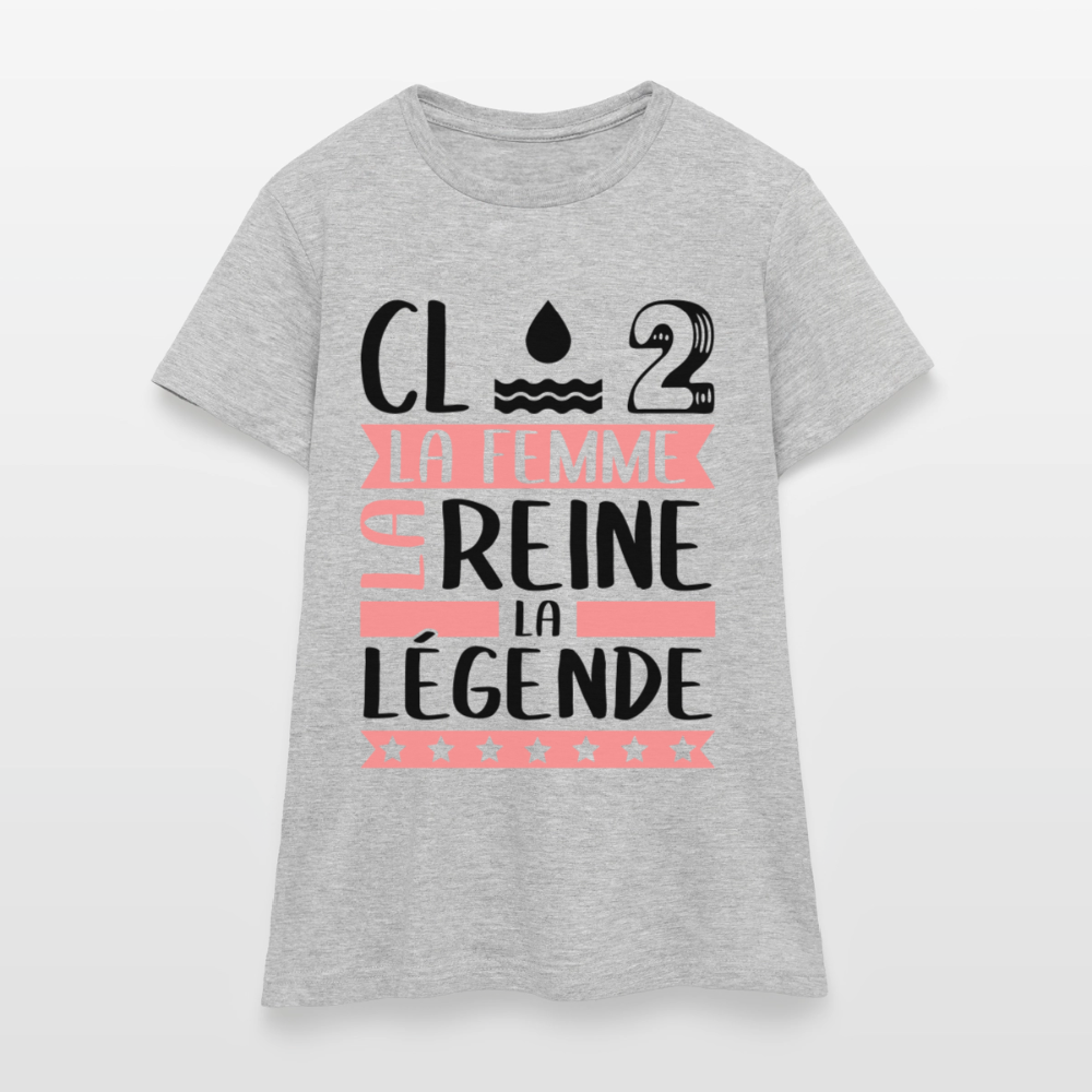 T-shirt femme coloris clair Claude en rébus – La femme, la reine, la légende - gris chiné