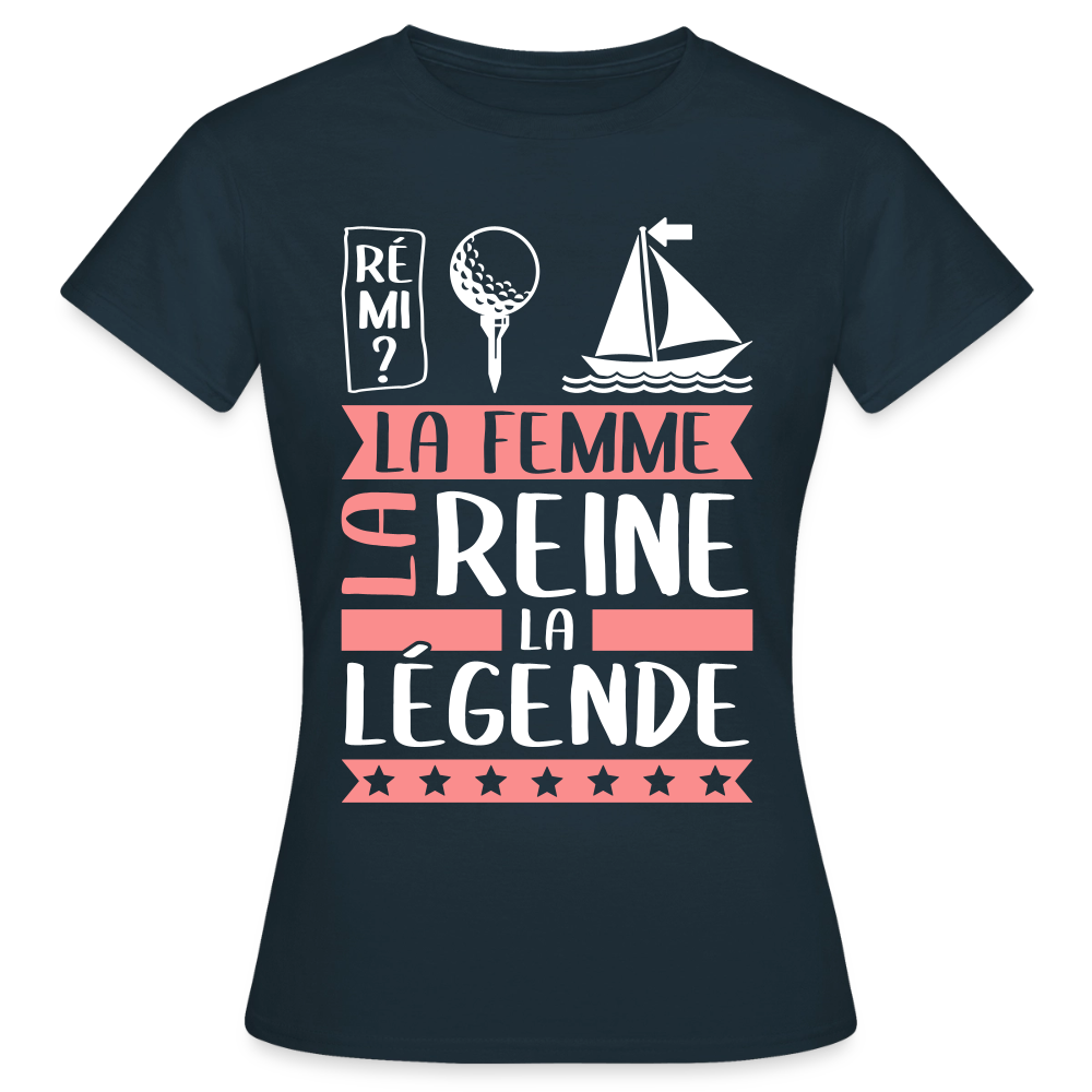 T-shirt femme Fatima rébus – La femme, la reine, la légende - marine