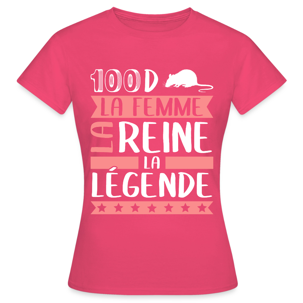 T-shirt femme Sandra rébus – La femme, la reine, la légende - rose azalée