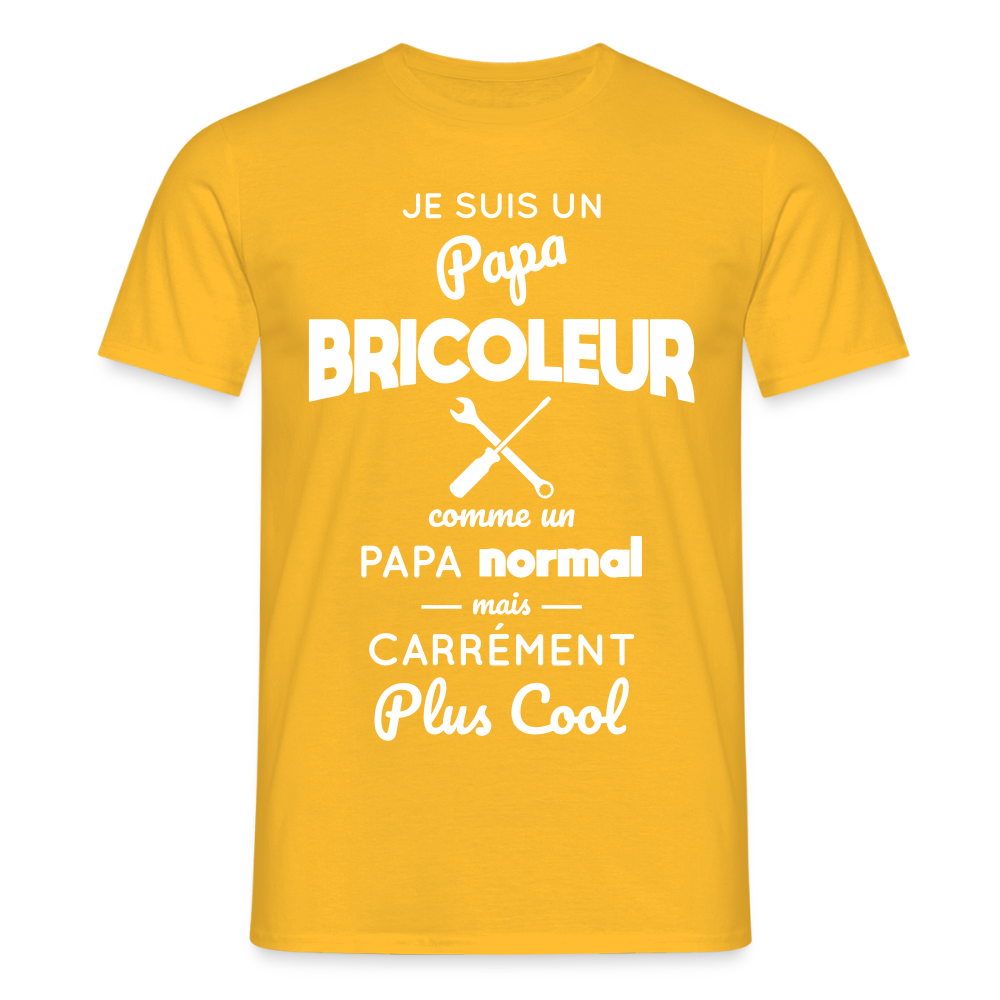 T-shirt Homme - Papa bricoleur plus cool - jaune
