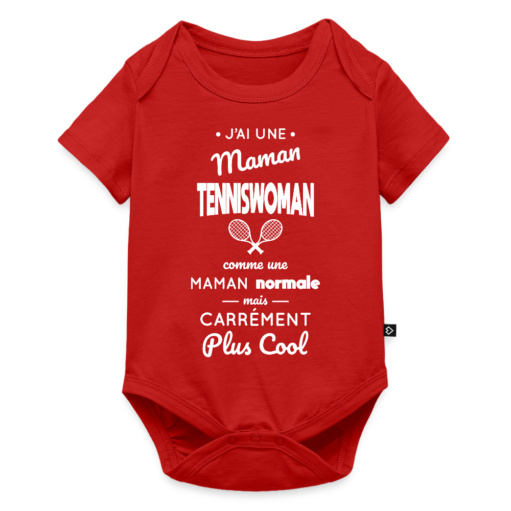 Body Bébé bio manches courtes - J'ai une maman tenniswoman - rouge