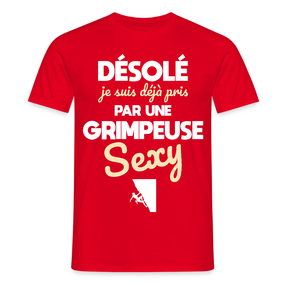 T-shirt Homme - Je suis pris par une grimpeuse sexy - rouge