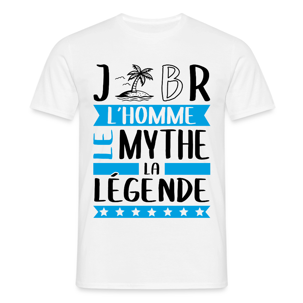 T-shirt homme coloris clair Gilbert en rébus – L’homme, le mythe, la légende - blanc