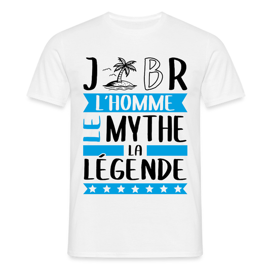 T-shirt homme coloris clair Gilbert en rébus – L’homme, le mythe, la légende - blanc