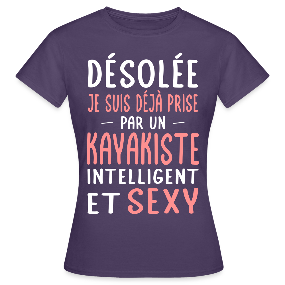 T-shirt Femme - Je suis prise par un kayakiste intelligent et sexy - violet foncé