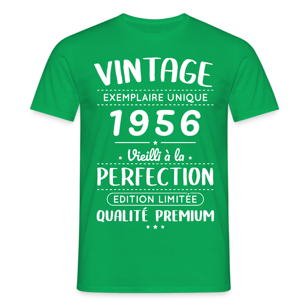 T-shirt anniversaire homme 70 ans – Vintage 1956 – Perfection - vert