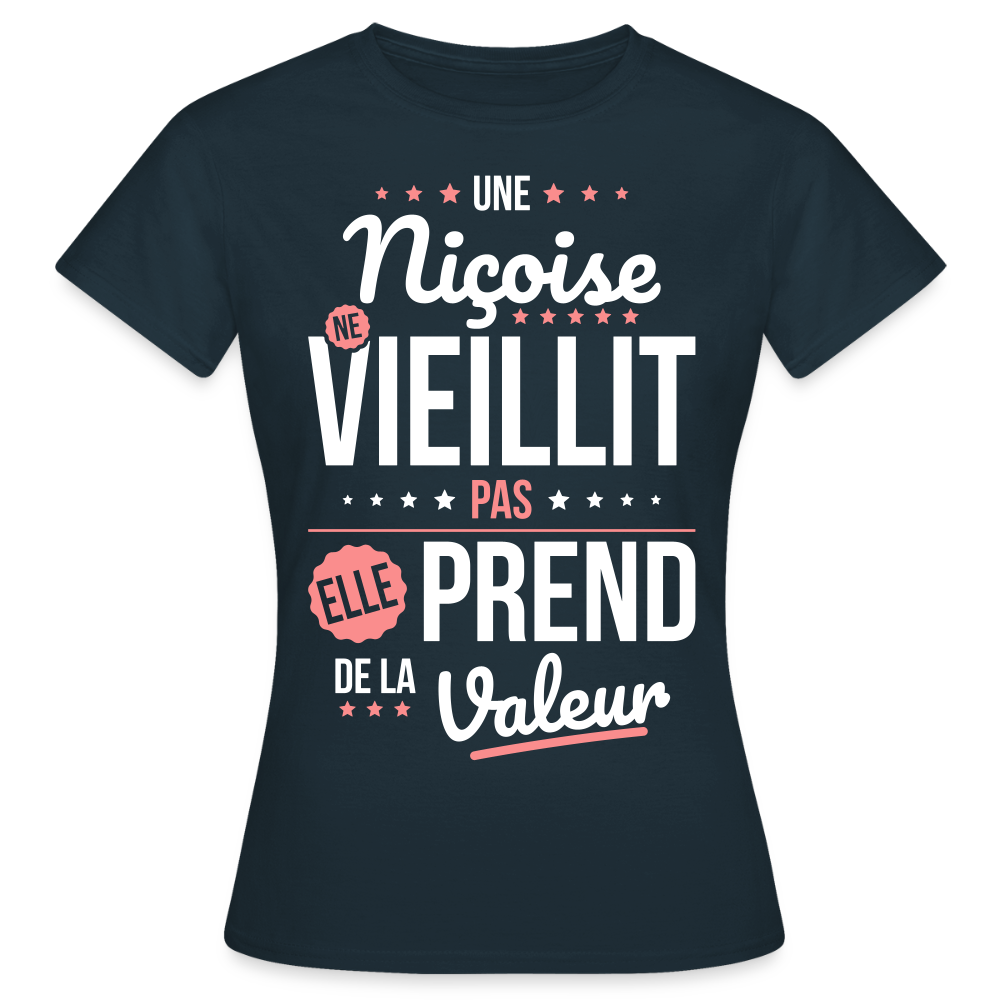 T-shirt Femme - Une Niçoise ne vieillit pas - marine