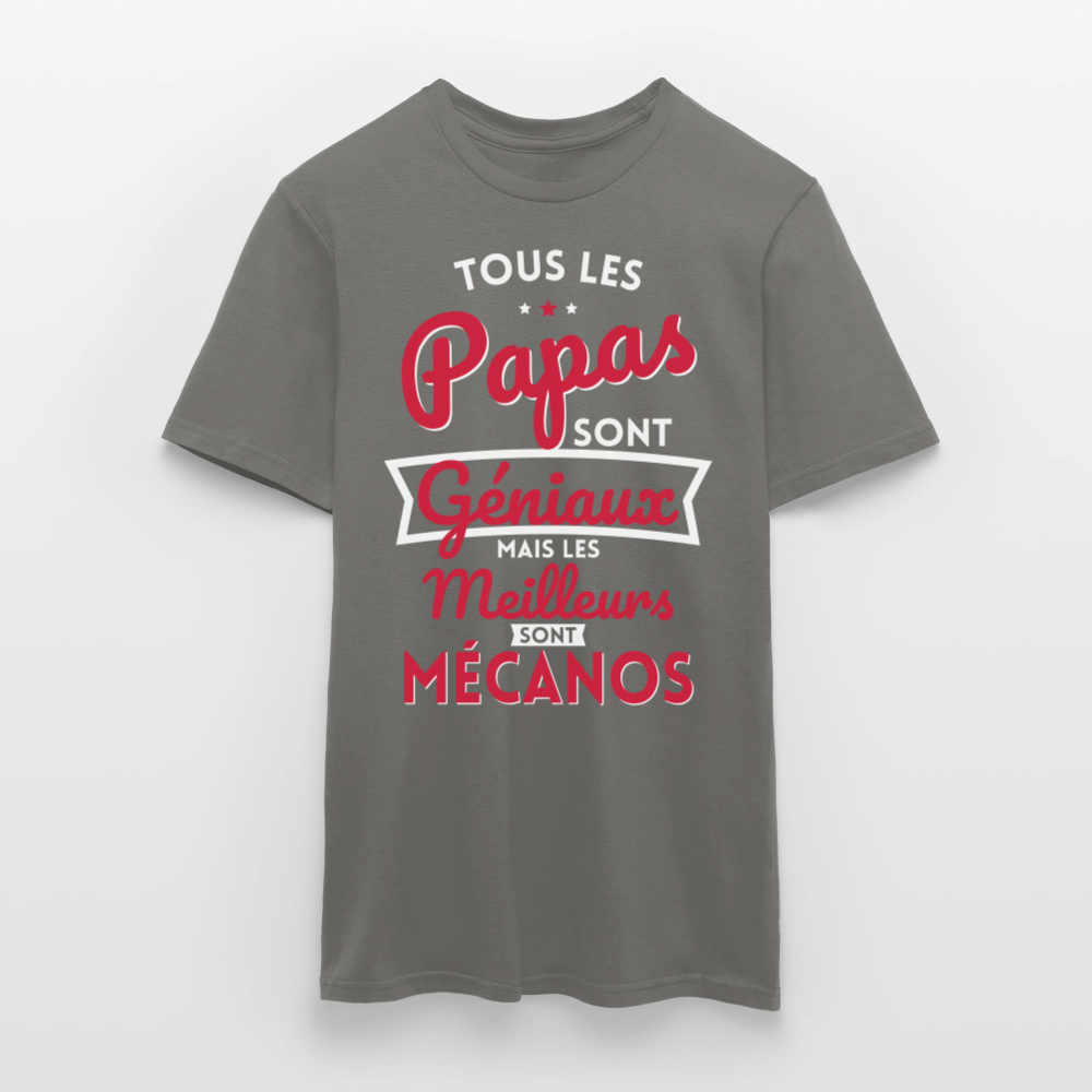 T-shirt Homme - Papas géniaux - Les meilleurs sont mécanos - gris graphite