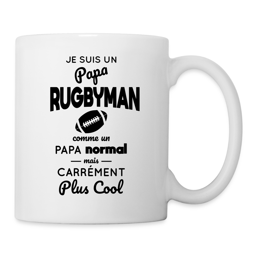 Mug blanc - Papa rugbyman plus cool - blanc