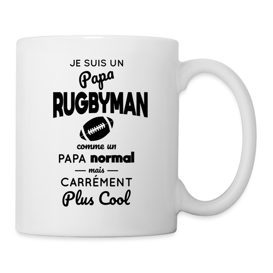 Mug blanc - Papa rugbyman plus cool - blanc