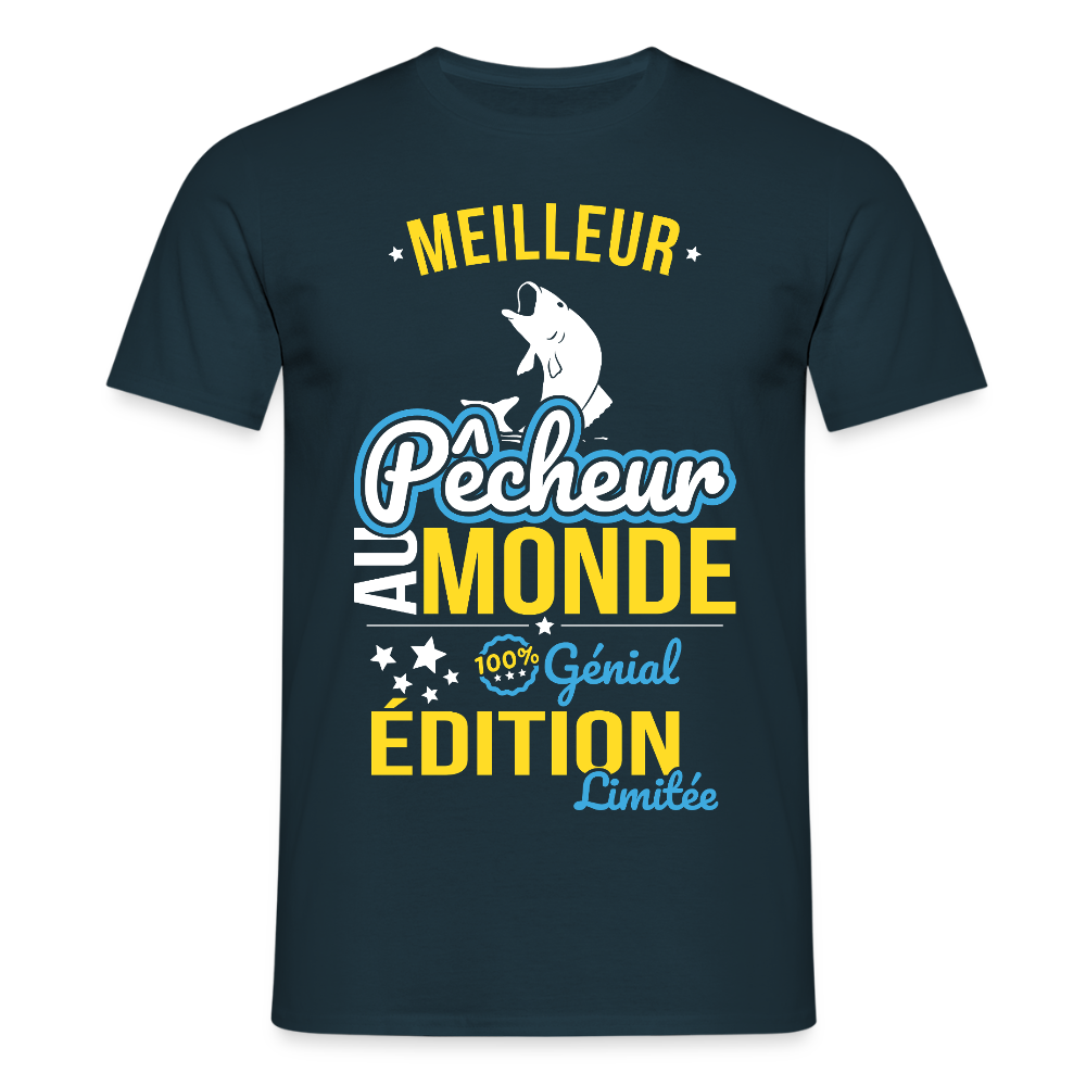 T-shirt Homme - Meilleur Pêcheur au monde - 100% génial - marine