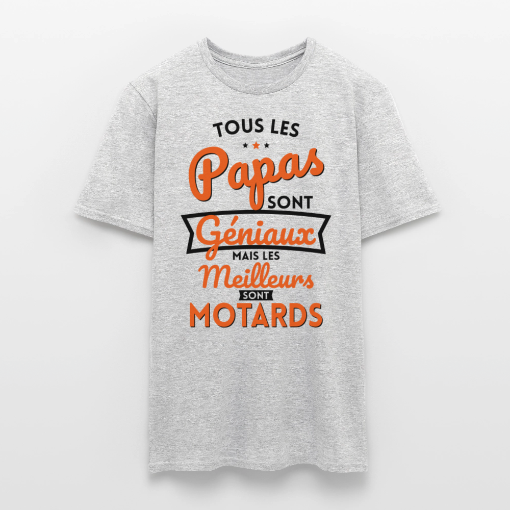 T-shirt Homme - Papas géniaux - Les meilleurs sont motards - gris chiné