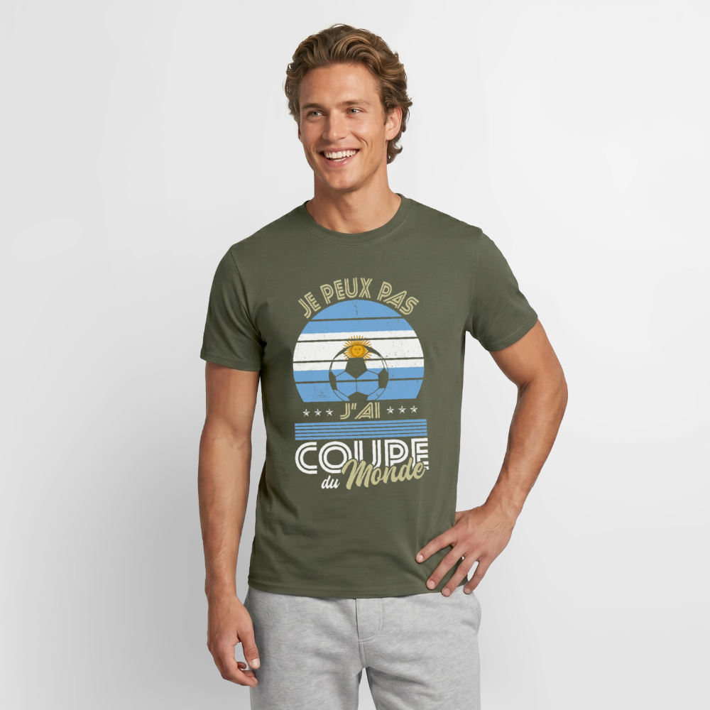 T-shirt Homme - Je peux pas j'ai Coupe du Monde - Argentine - vert militaire