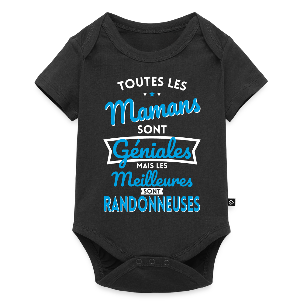 Body Bébé bio manches courtes - Mamans géniales - Les meilleures sont randonneuses - noir