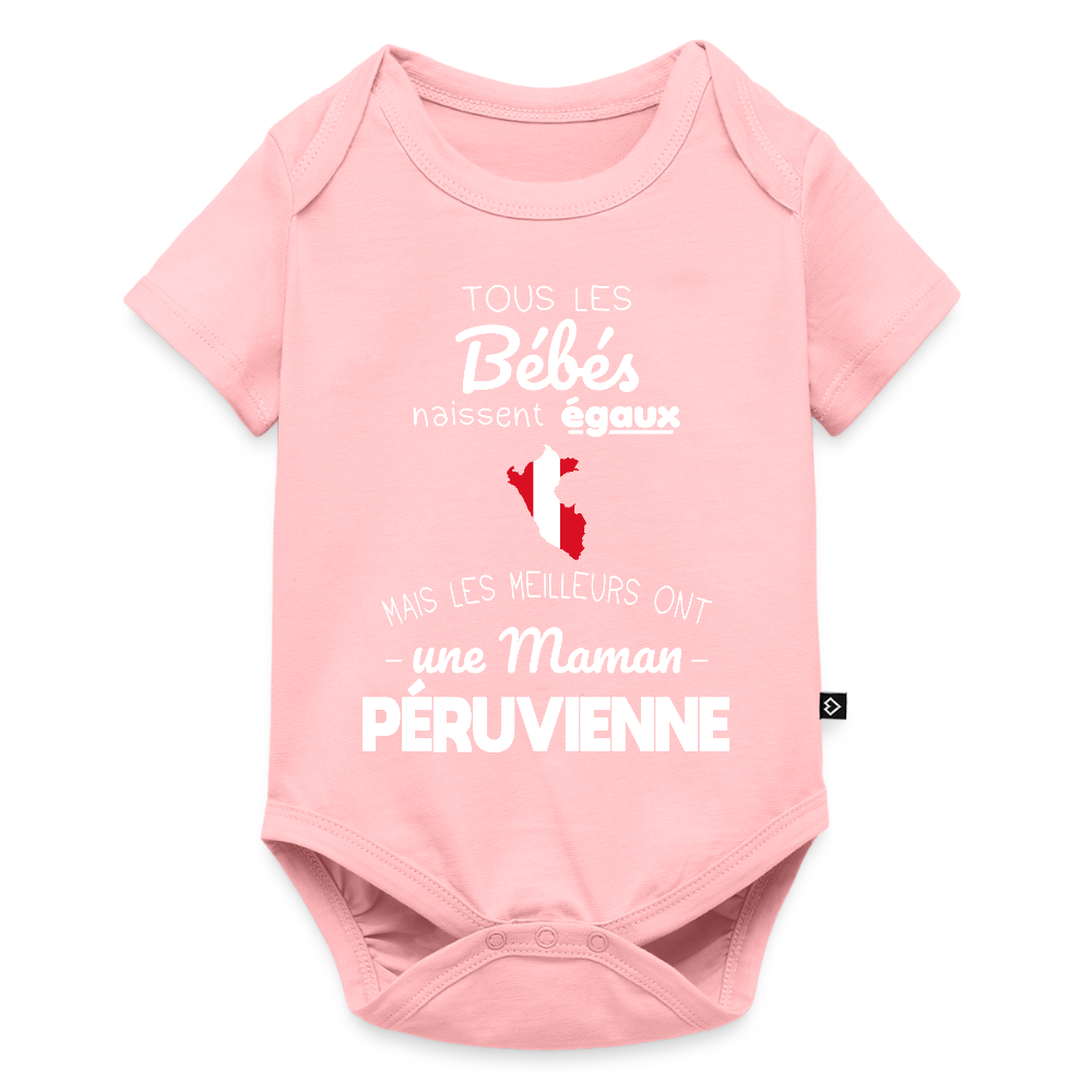 Body Bébé bio manches courtes - Les Meilleurs Ont Une Maman Péruvienne - rose