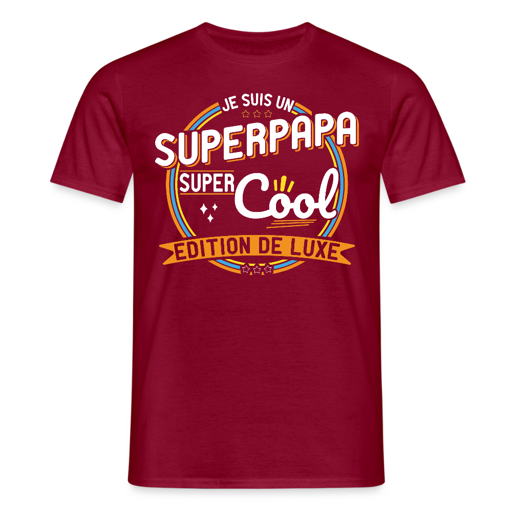 T-shirt Homme - Je suis un Super papa super cool - rouge brique
