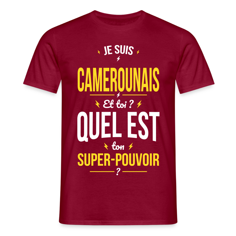 T-shirt Homme - Je suis Camerounais - Super-pouvoir - rouge brique