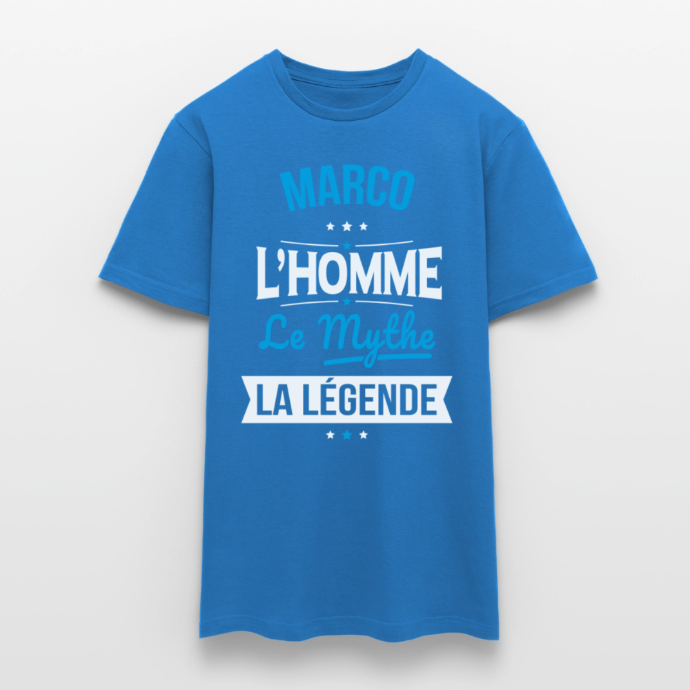 T-shirt Marco l’homme le mythe la légende – Cadeau original homme - bleu royal