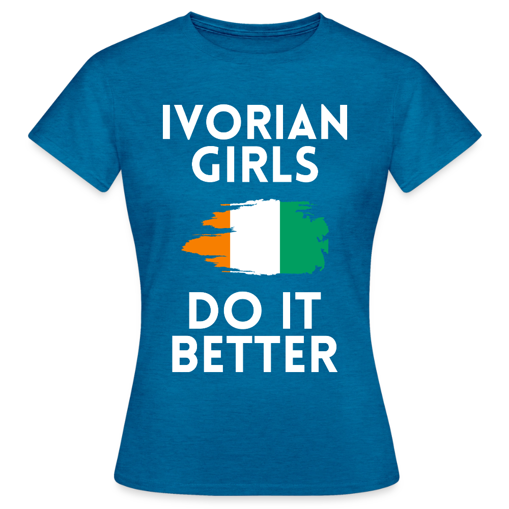 T-shirt femme - Ivorian Girls Do It Better - bleu saphir antique chiné
