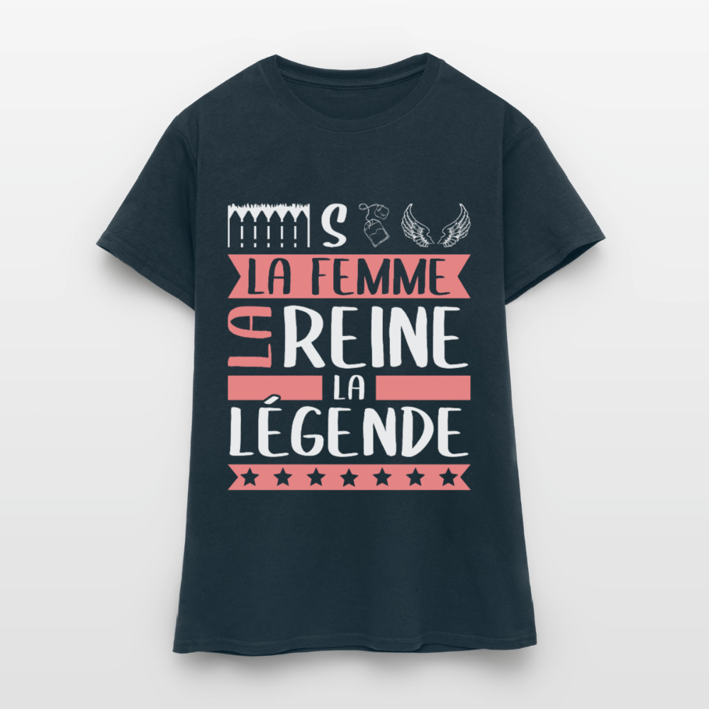 T-shirt femme Estelle rébus – La femme, la reine, la légende - marine