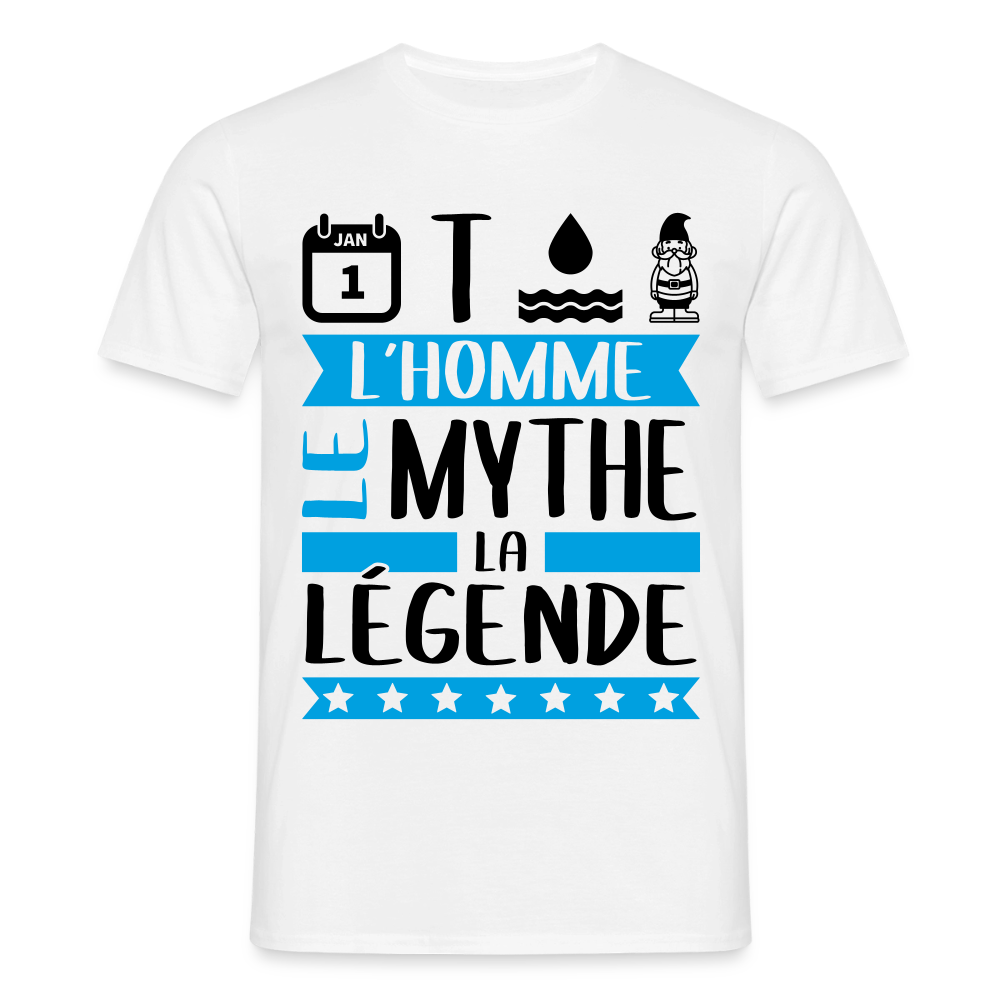 T-shirt homme clair Antonin rébus – L’homme, le mythe, la légende - blanc