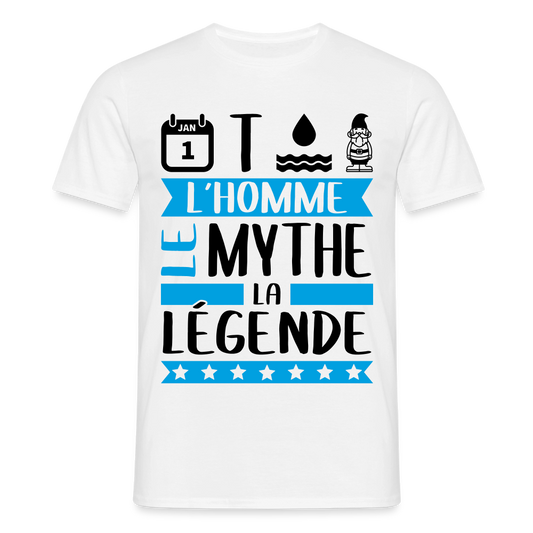 T-shirt homme clair Antonin rébus – L’homme, le mythe, la légende - blanc