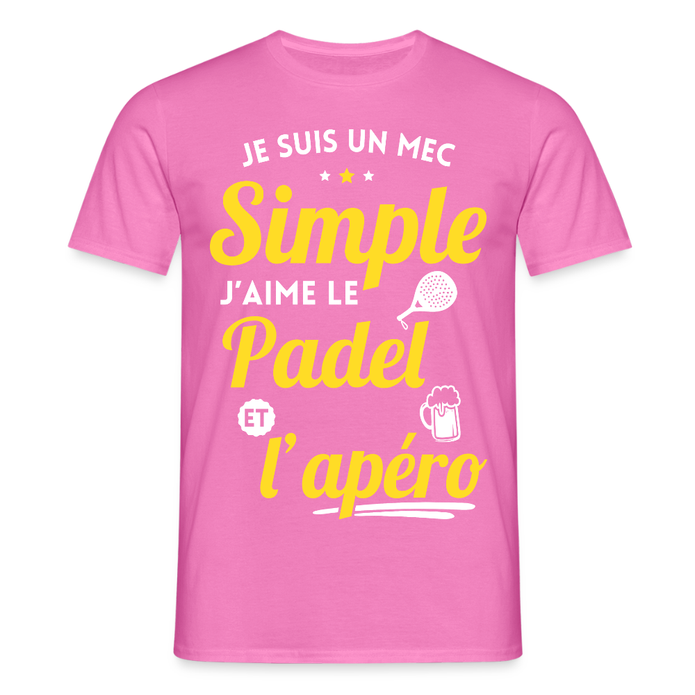 T-shirt Homme - J'aime le  padel et l'apéro - rose